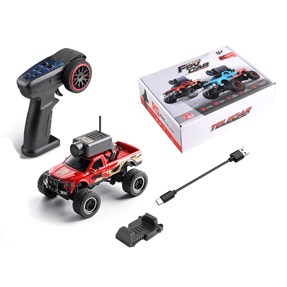 1/64 Scale APP Controlled FPV RC Truck, 2.4GHz Full-Proportional Remote Control Car with Built-in WiFi Camera, Real-Time Video Display Screen, Gyroscope Stability & Multi-Speed Modes for Adults