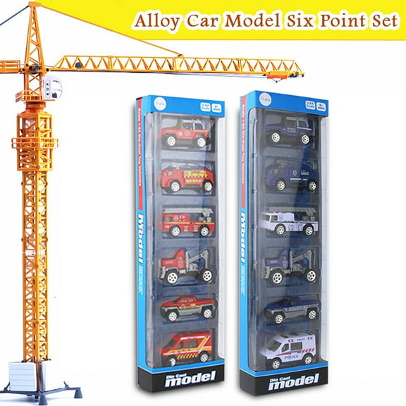 1:64 Scale Alloy Public Emergency Vehicle Set - 6 Real Metal Patrol Cars with Working Wheels, Classic TV Show Model, Gift for Kids 3+ (Red)