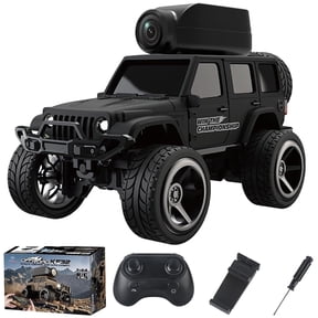 1:64 Alloy RC Car with Camera, 2.4G 4WD Off-Road Car with FPV Phone App Control, Desktop Remote Control Car for Adults Kids, Mini Video Vehicle - Black