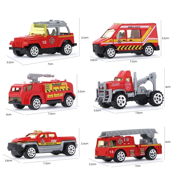 1:64 Scale Die-Cast Metal City Vehicle Set, 6 Pcs Classic Collectible Mini Cars With Gift Packaging, Realistic Alloy Model Toys For Hobby Collection And Holiday Gift Giving-(Red)