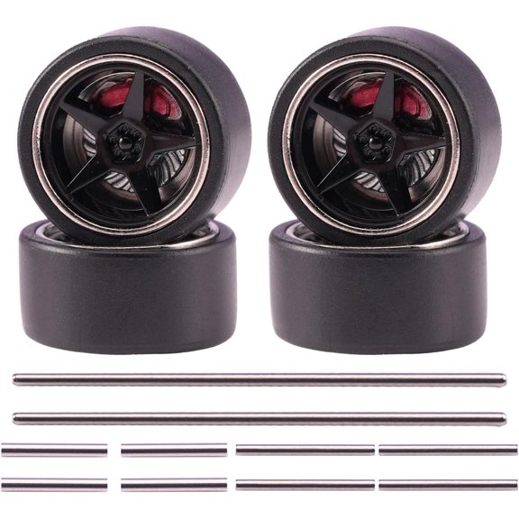 1:64 Scale Diecast Vehicle Wheel Upgrade Kit Precision Rims with Brake Disc Detailing Low-Friction Axles (wheel radius 0.425inch 09)