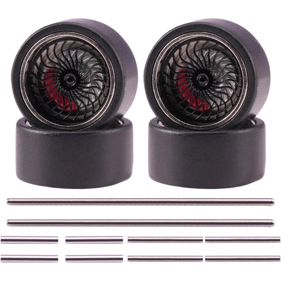 1:64 Scale Diecast Vehicle Wheel Upgrade Kit Precision Rims with Brake Disc Detailing Low-Friction Axles (wheel radius 0.425inch 13)