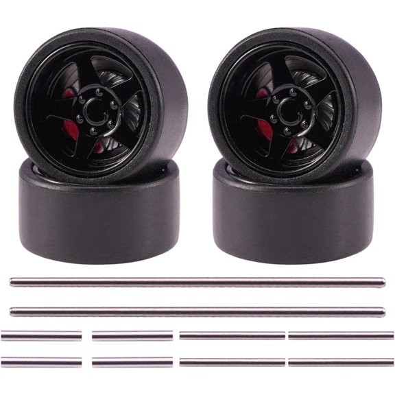 1:64 Scale Diecast Vehicle Wheel Upgrade Kit Precision Rims with Brake Disc Detailing Low-Friction Axles (wheel radius 0.425inch 18)
