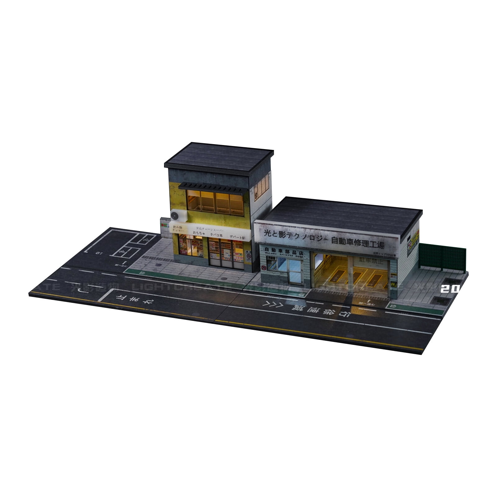 Model Car Display Building 1/64 Scale Diorama Car Garage Model With LED Lighting ,Parking Lot ...