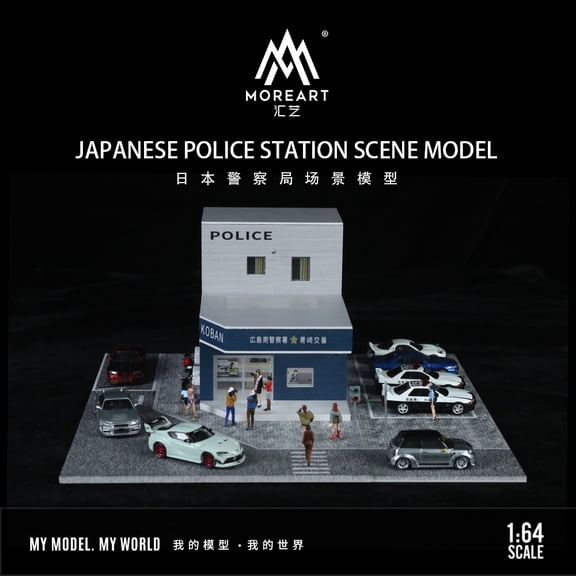 1:64 Scale Diorama Car Garage Model, LED Lighting Shown Scene Display Model, Diecast Car Model Display Case, Parking Lot Showcase, Showroom Scene Building Model Toy Gifts