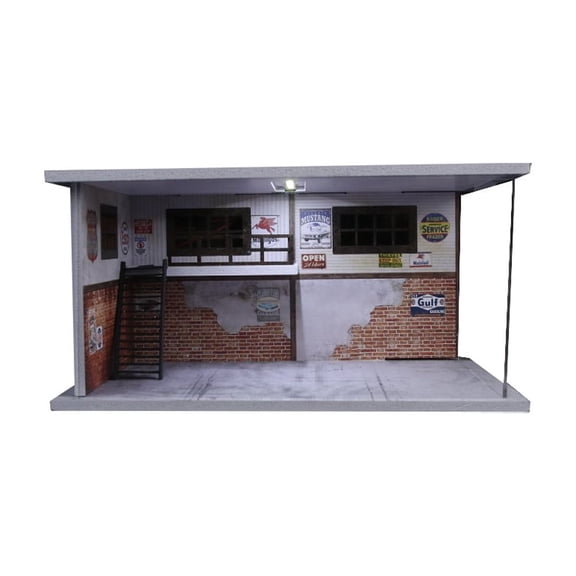 1:64 Scale Diorama Car Garage Model, LED Lighting Shown Scene Display Model, Diecast Car Model Display Case, Parking Lot Showcase, Showroom Scene Building Model Toy Gifts