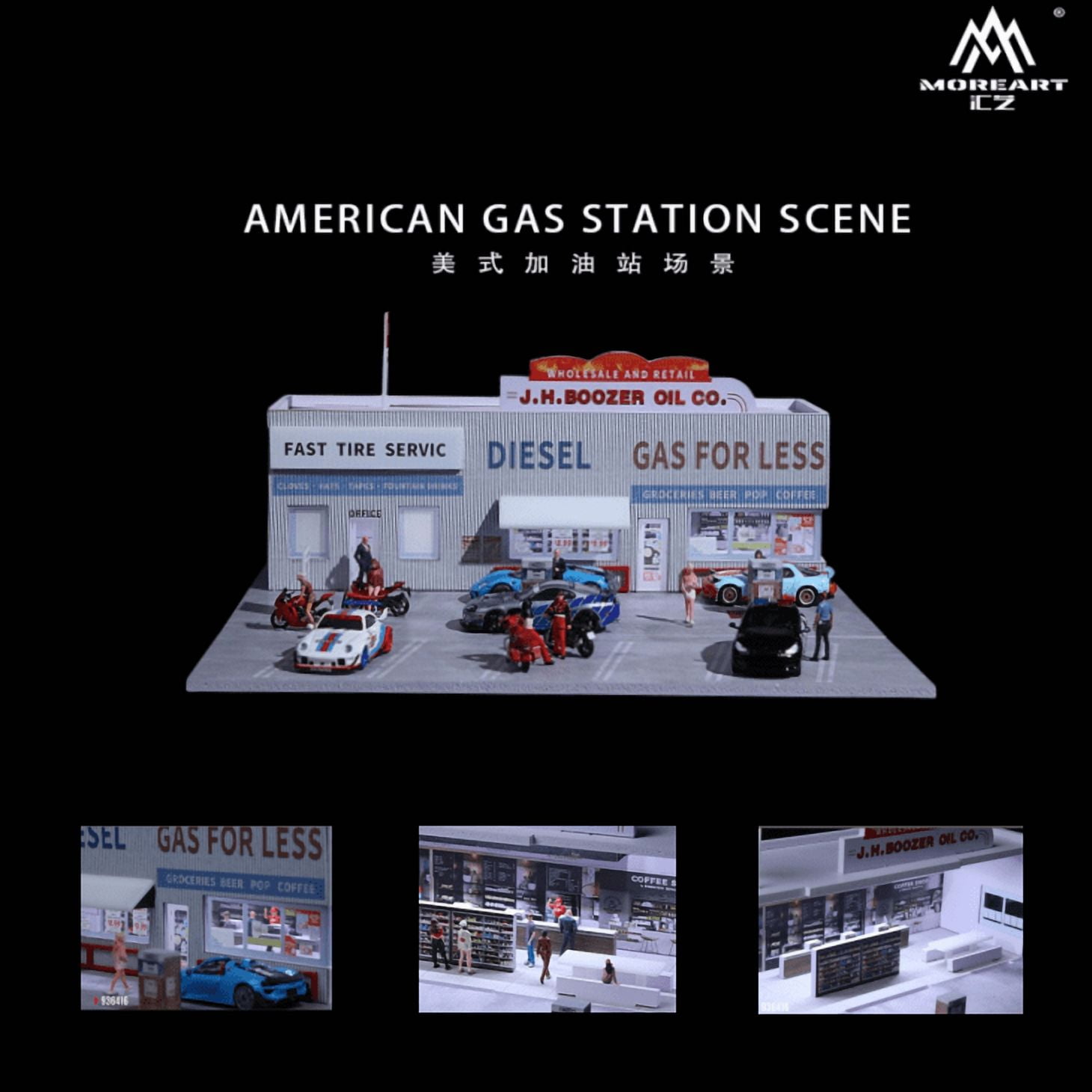 1:64 Scale Diorama Car Garage Model, LED Lighting Shown Scene Display Model, Diecast Car Model Display Case, Parking Lot Showcase, Showroom Scene Building Model Toy Gifts
