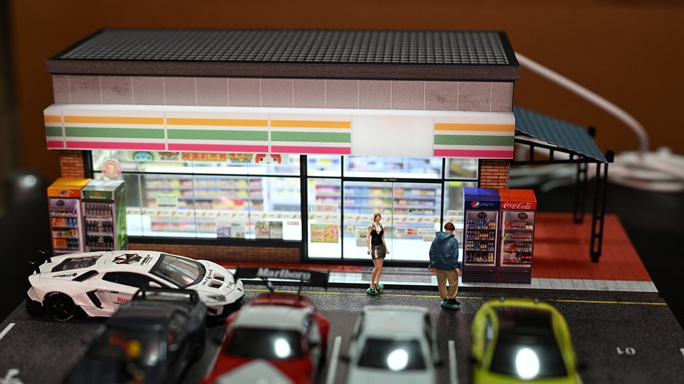 3-Tier Model Car Display Case With LED Lights - Garage Parking Scene For 1:64 Scale Cars, USB Powered Collectible Showcase