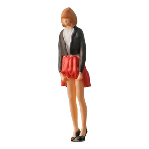 1/64 Scale Diorama Figure Character Lady with Dress Handpainted Miniature Scene Photo Props for Model Building Kits Fariy Garden Collections Red Skirt