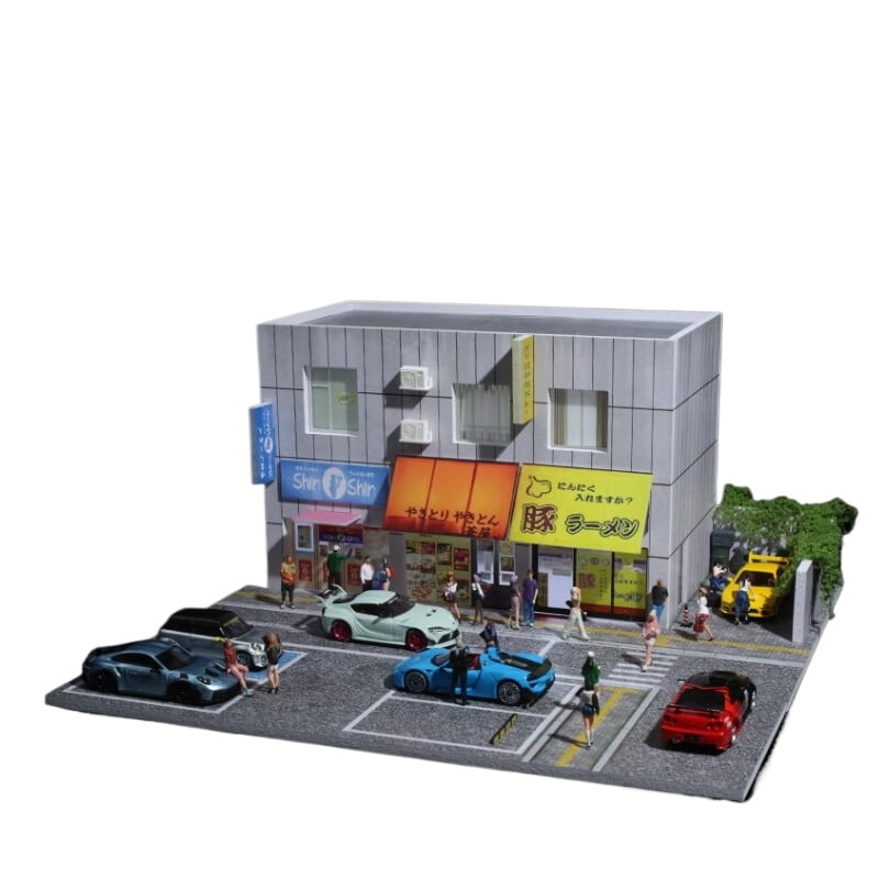 1:64 Scale Diorama Japanese Street Shop Light Version Car Garage Scene Display Models Collection&Gift for Die-cast Car Display