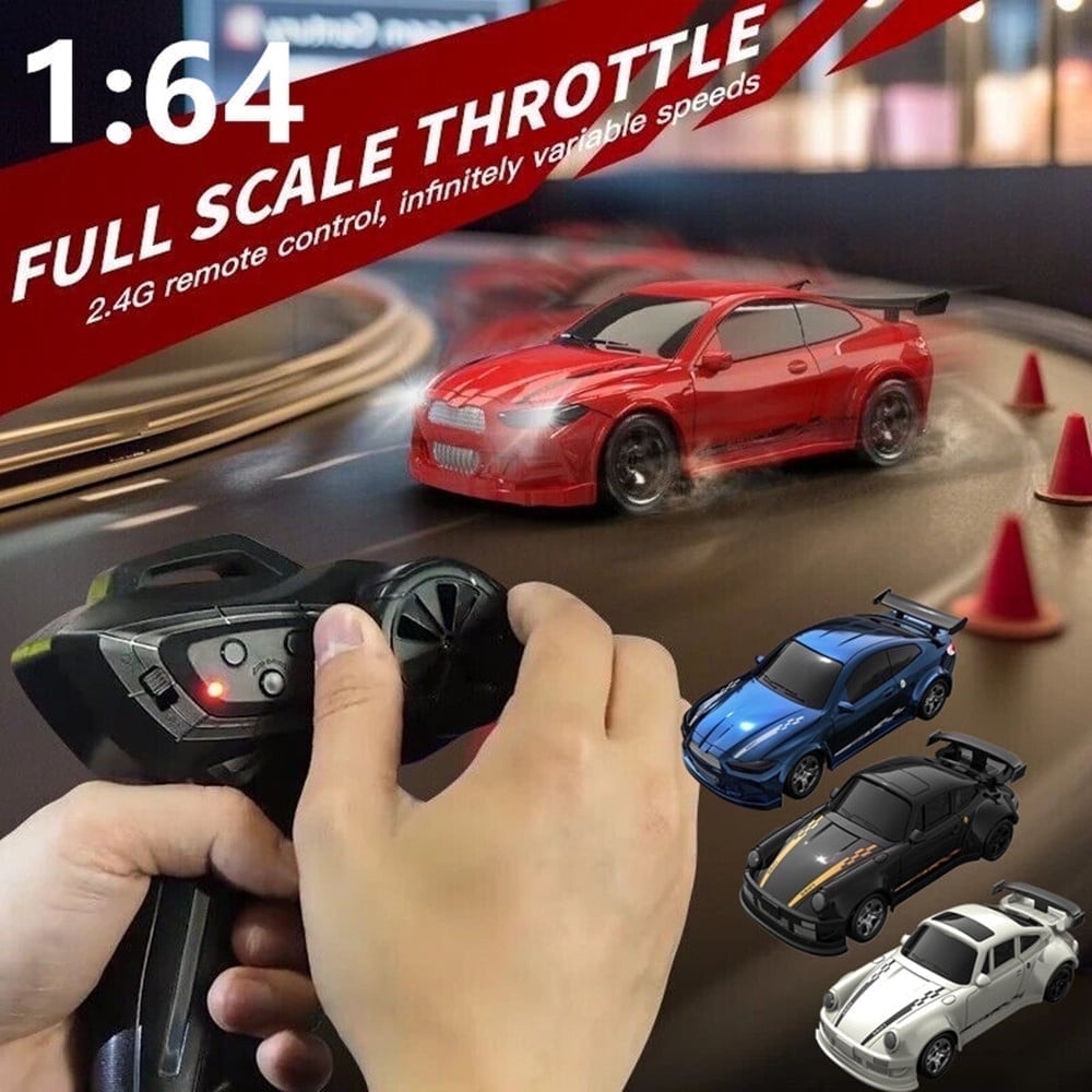 Drift RC Car Sports Remote Control 1/64 Scale Red