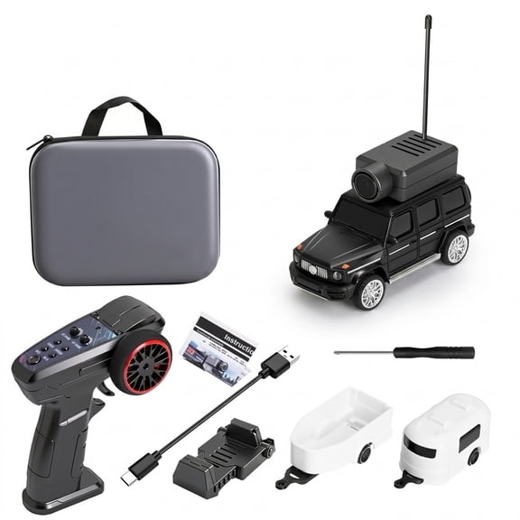 1/64 Scale FPV RC Car With 720P Camera App Control 2.4GHz Wireless Operation Three Speed Modes Remote Control Vehicle For Desks Indoor Driving, 6406-C- Black