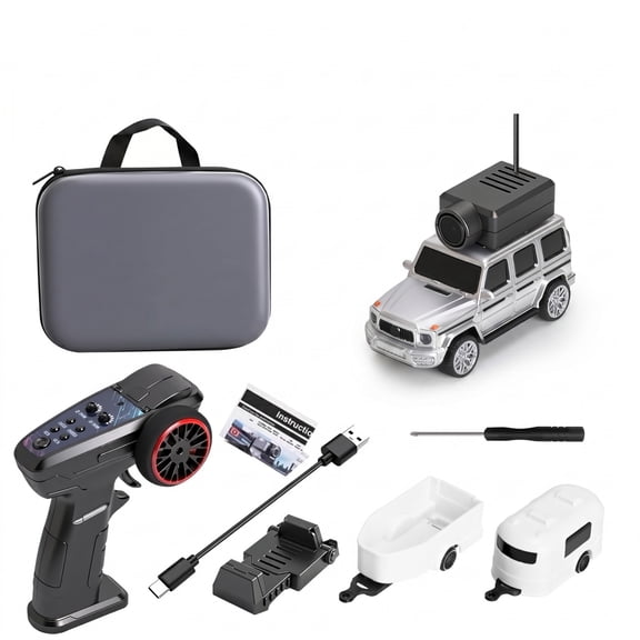 1/64 Scale FPV RC Car With 720P Camera App Control 2.4GHz Wireless Operation Three Speed Modes Remote Control Vehicle For Desks Indoor Driving, 6406-C- Silver