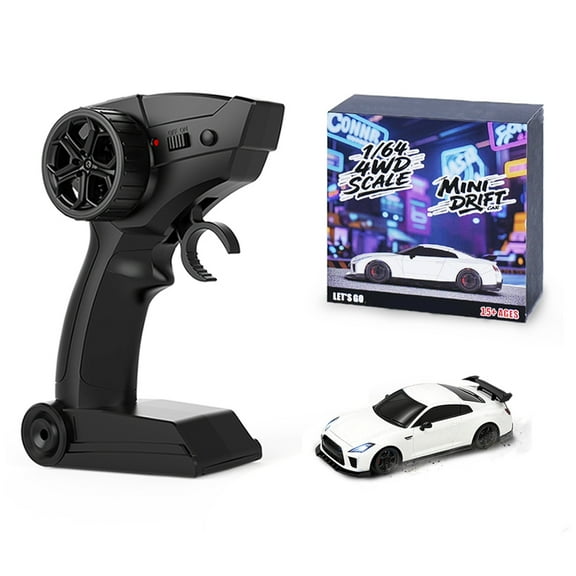 1/64 Scale High-Simulation RC Drift Car, 2.4G 4WD Proportional Steering 2-Speed Mode RC Sport Car with LED Lights, Collectible Die-Cast Vehicle for Adults