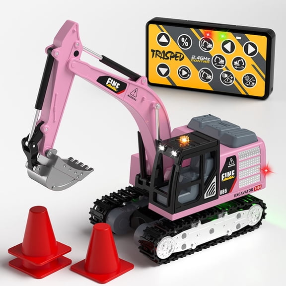 1/64 Scale Mini Alloy RC Excavator with Metal Shovel, 2.4GHz Remote Control Construction Vehicle Toy, 270 Rotation, Adjustable Speed, Lights & Sound,Engineering Toy for Boys Girls 3+