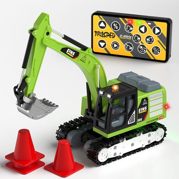 1/64 Scale Mini Alloy RC Excavator with Metal Shovel, 2.4GHz Remote Control Construction Vehicle Toy, 270 Rotation, Adjustable Speed, Lights & Sound,Engineering Toy for Boys Girls 3+