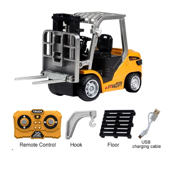 1:64 Scale Mini Alloy RC Forklift - 2.4G Remote & APP Dual Control, Includes Hook & Floor Accessory, Desktop-Sized Alloy Remote Control Forklift for Kids & Adults