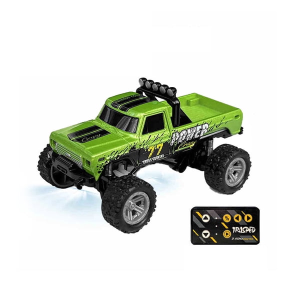 1:64 Scale Mini Alloy Remote Control Monster Truck, 2.4G 3-Speed Off-Road RC Car with LED Lights & Shock Absorption, Gift for Teens and Adults