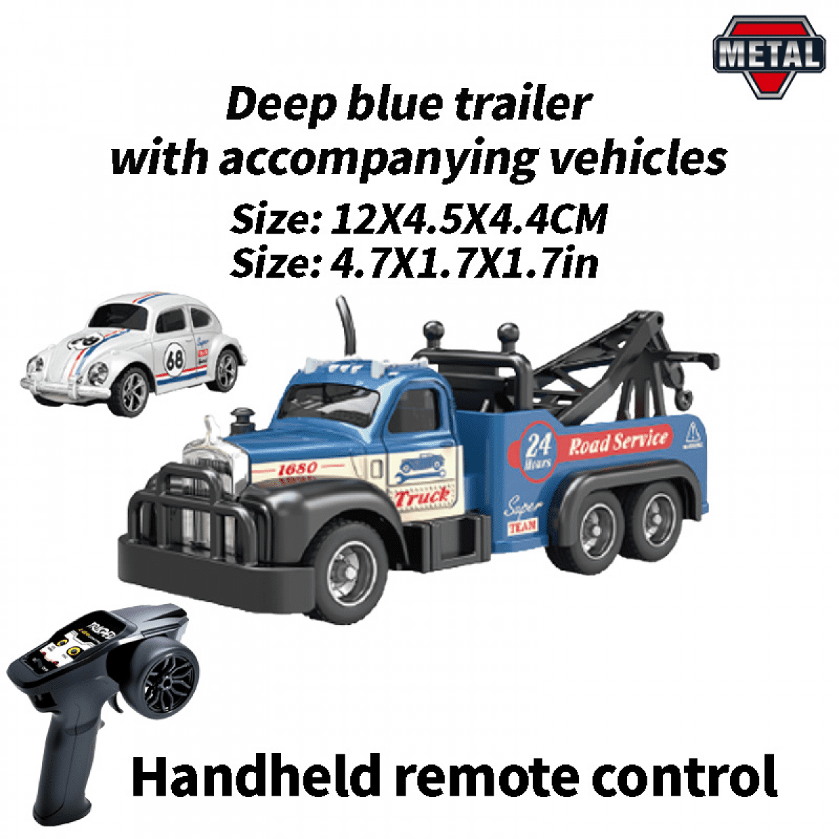 1:64 Scale Mini Alloy Truck RC Car with Lights  2.4Ghz Remote and App Control Toy Car Birthday Christmas Gifts for Kids-Deep Blue