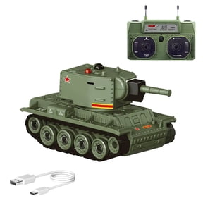 1/64 Scale Mini RC Battle Tank, 2.4GHz Remote Control Alloy Tank with Infrared Battle Mode, Rotating Turret, Track Drive, USB Rechargeable RTR