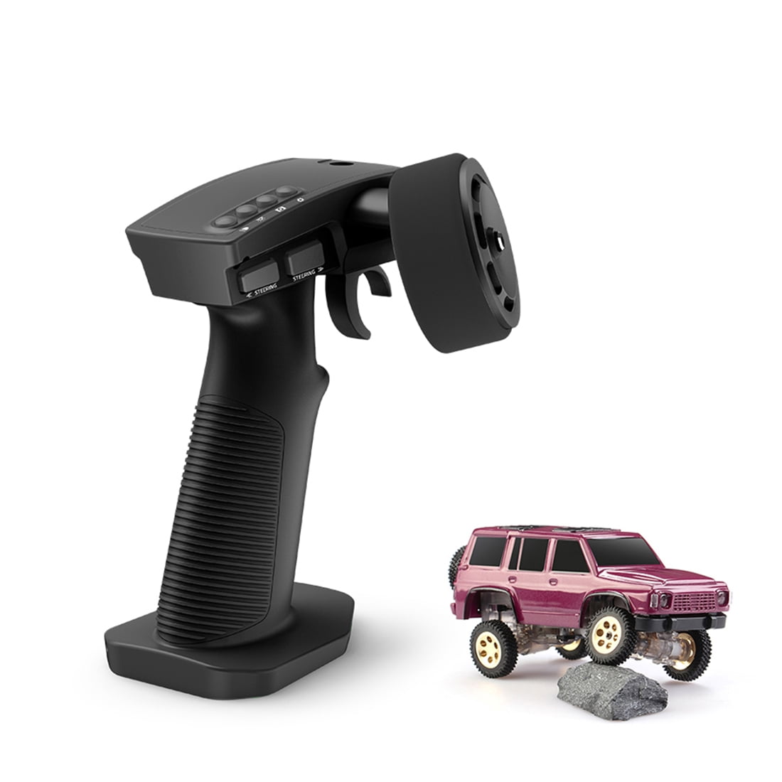 1/64 Scale Mini RC Crawler 4WD 2.4G Full Proportional Remote Control Off Road Climbing Vehicle With LED Lights Desktop Rock Crawler Model For Adults Hobbyists (RTR /Matte Red)