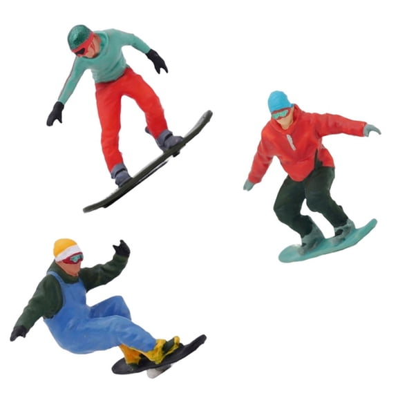 1/64 Scale Miniature Skiing Snowboarding Figurines Hand Painted Miniature Skiers Figures Model Miniatures Winter Scene