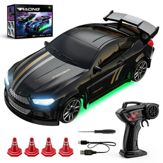 1:64 Scale Remote Control Drift Car - 4WD Full Proportional Desktop Racing Toy with Remote Control, Charging Cable & Tool