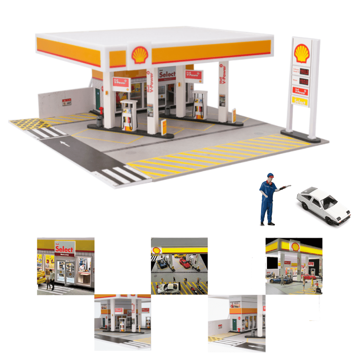 Shell Model Gas 1/64 Scale Shell Gas-Station Building Scene Model,Miniature Dollhouse ...