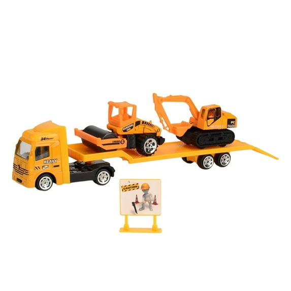 1/64 Scale Tow Truck Alloy Diecasts Vehicle,Friction Powered Toy,Car Transporter Yellow