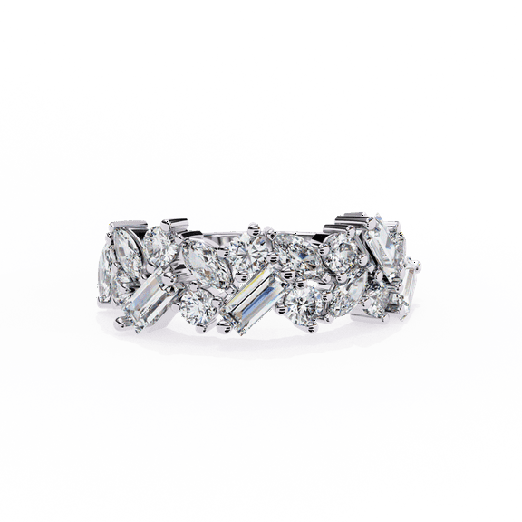 1.64 TCW Marquise Cut Lab Grown Diamond Cluster Set Band, 10k White Gold Wedding Band, Half Eternity Engagement Proposal Ring For Women