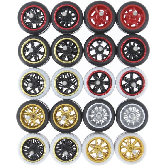 1/64-Wheels Macthbox-1/64-Scale 1/64-Wheels-and-Tires Mixed/Random-Wheels Rims Tires Set for Car (Pack of 10 Sets)