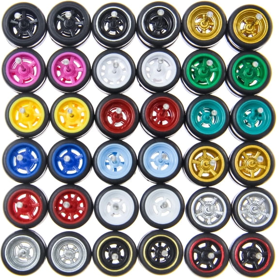 1/64 Wheels Mixed/Random Real Riders Wheels Rims Tires Set for 10 Cars 1/64 Scale (02)