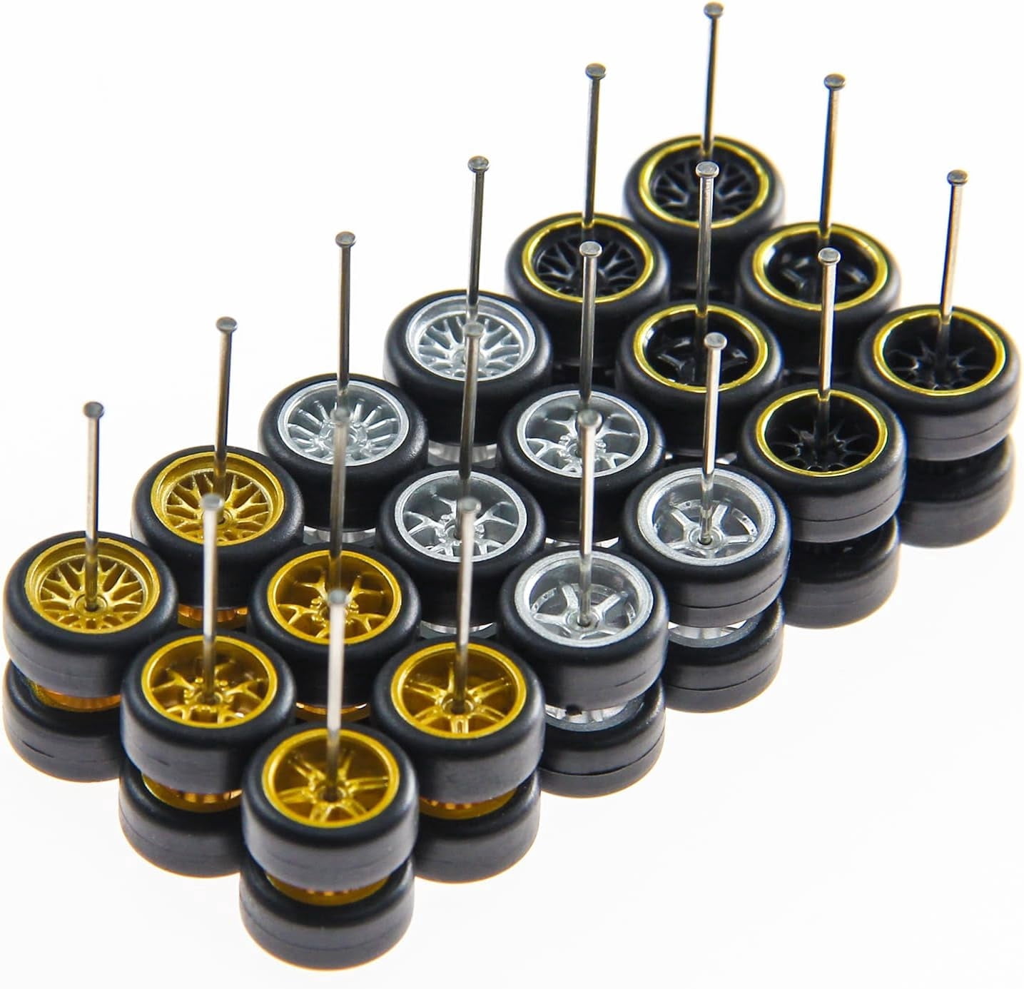 1/64 Wheels Mixed/Random Real Riders Wheels Rims Tires Set for 10 Cars 1/64 Scale (03)