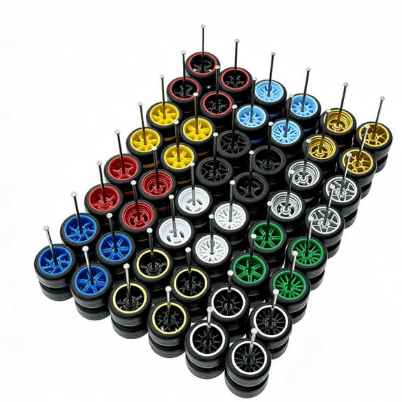 1/64 Wheels Mixed/Random Real Riders Wheels Rims Tires Set for 10 Cars 1/64 Scale (04)