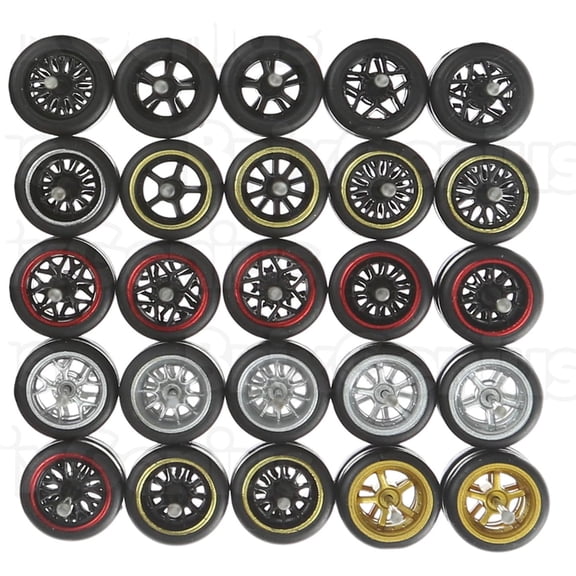 1/64 Wheels Mixed/Random Real Riders Wheels Rims Tires Set for 10 Cars 1/64 Scale (05)