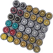 1/64 Wheels Mixed/Random Real Riders Wheels Rims Tires SetWheels with Printed Design & Gold Plated Rims for 10 Cars 1/64 Scale J1004