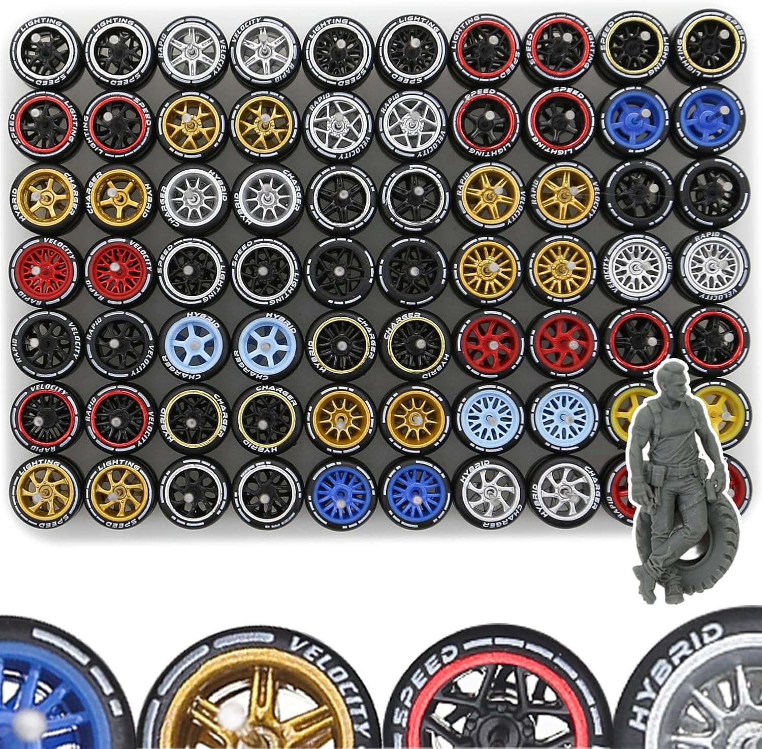 1/64 Wheels Mixed/Random Real RidersPrinted Simulation Wheel Rims Tires ...