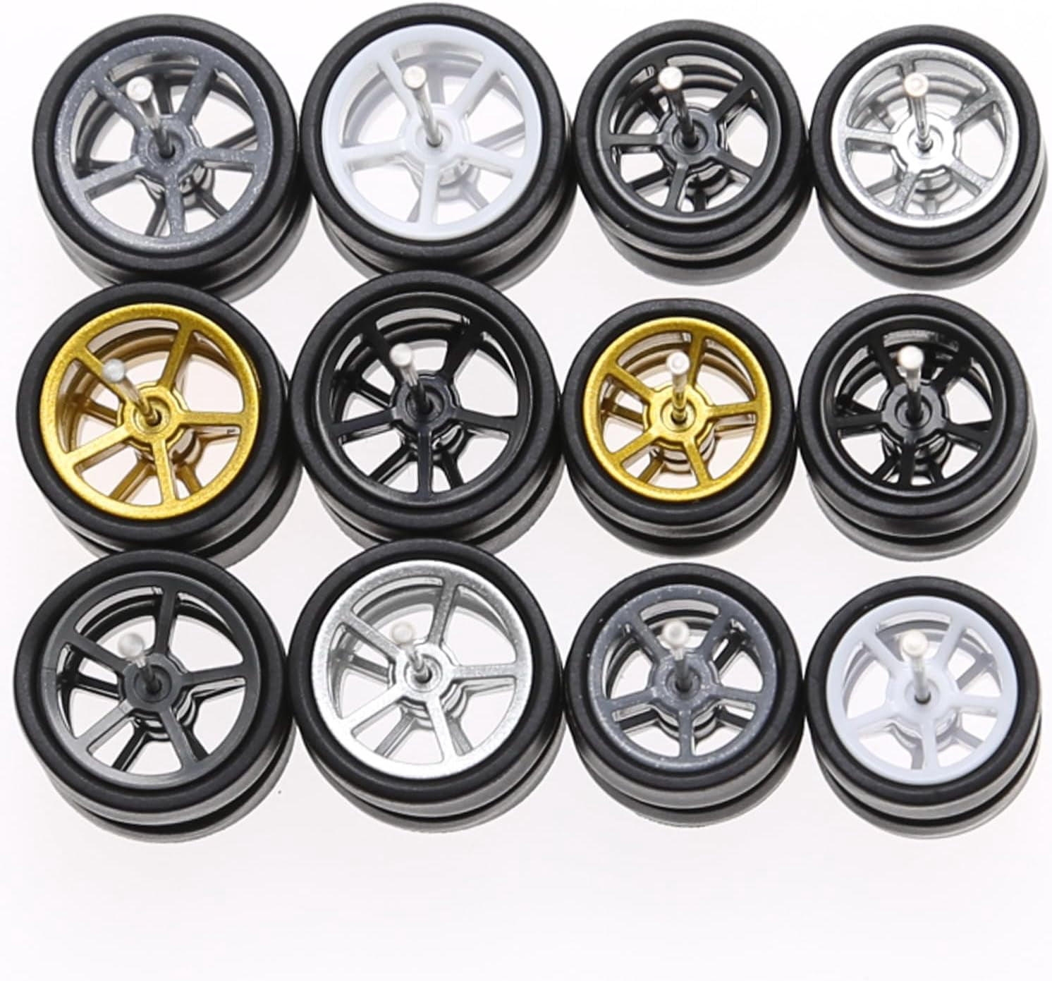 1/64-Wheels Small Front and Large Rear Off-Road Wheels Plain Tire13 MM ...