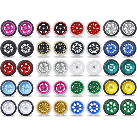 1/64 Wheels & Tyres for 1/64th Scale Cars (Pack of 20 Sets), Rims-Tyres-Set for 1/64th Scale Alloy Model Cars Random Colour