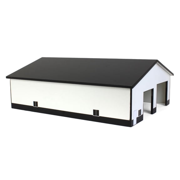 1/64 White & Black 2 Door 60ft x 80ft Wooden Tractor or Truck Shop STA-213