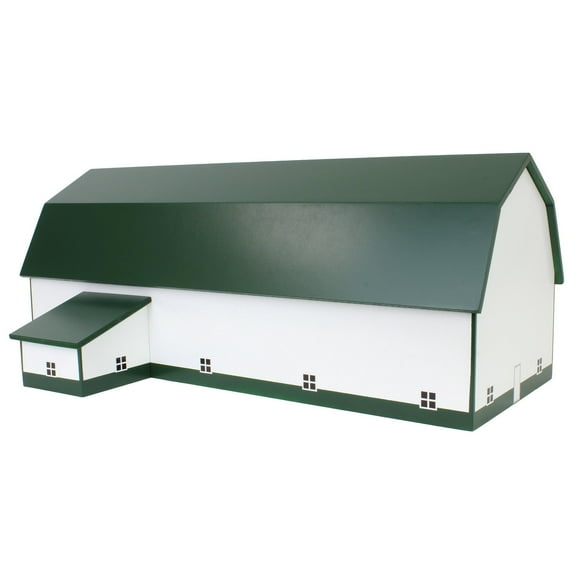 1/64 White & Forest Green 60ft x 120ft Wooden Dairy Barn with Milk House STA-222
