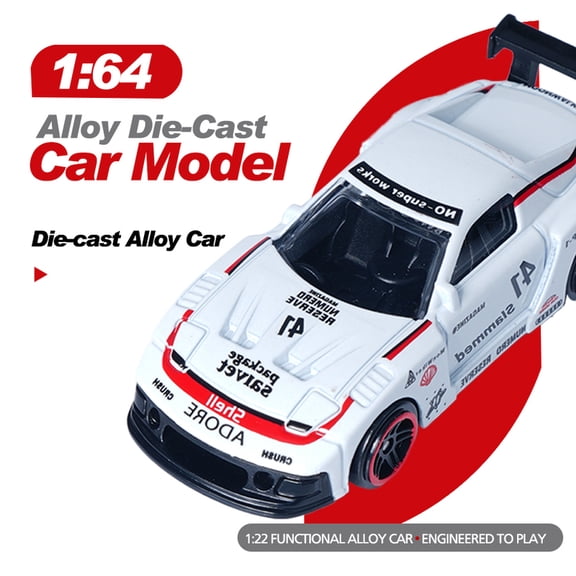1:64 White and Red Color Min Alloy Racing Car, Easy to Carry Boy Toys, Christmas and Halloween Gifts, Suitable for Multiple Scenes for Playing, Collecting and Decorating