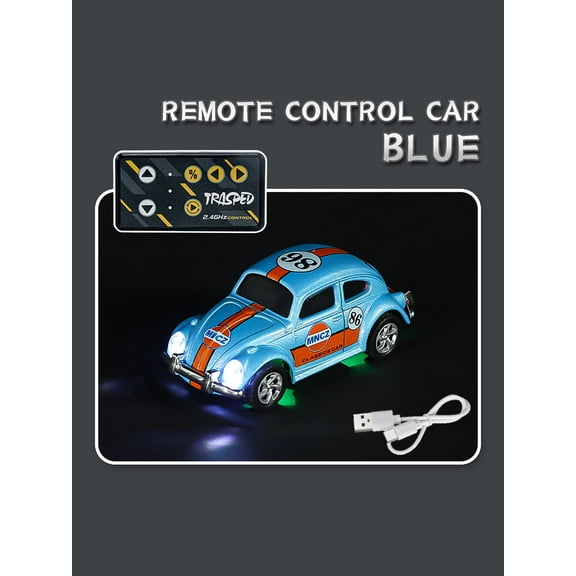 1: 64 mini Beetle remote control car: 2.4GHz dual control, alloy body, three speed regulation, adjustable steering