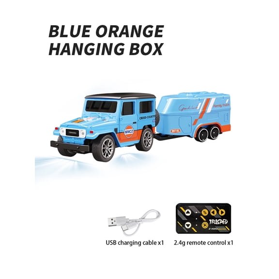 1: 64 mini remote control car, 2.4GHz remote control, three speed adjustable alloy body (blue orange)