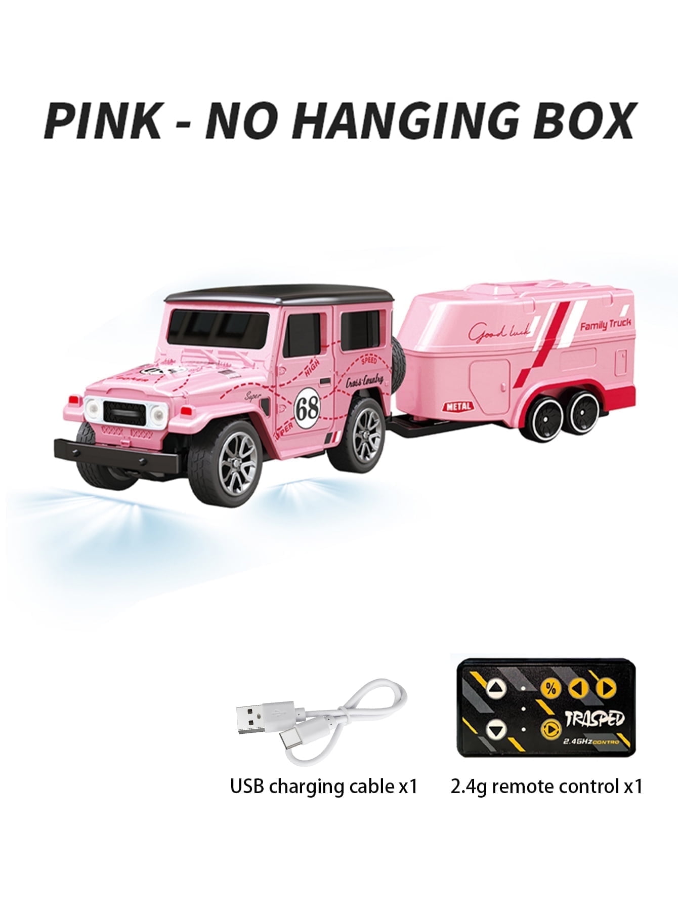 1: 64 mini remote control car, 2.4GHz remote control, three speed adjustable alloy body (pink)