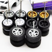 1/64 wheels and Tires Kit to Upgrade Mainline Diecast Model Cars, Car Culture Real Riders Series, ABS and Rubber Material Detail-up Accessories 4 Standard 0.43In and 1 Off-Road 0.55In in A Box