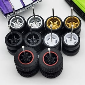 1/64 wheels and Tires Kit to Upgrade Mainline Diecast Model Cars, Car Culture Real Riders Series, ABS and Rubber Material Detail-up Accessories 4 Standard 0.43In and 1 Off-Road 0.55In in A Box