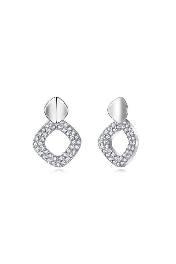 1.64Cttw Moissanite Drop Earrings 925 Sterling Silver Dangle Earrings for Women Square irregular Statement Earrings for Sensitive Ears Hypoallergenic Jewelry