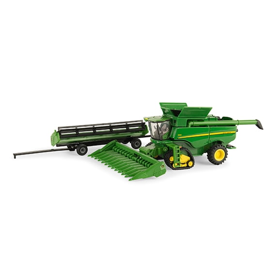 1/64th John Deere S690 Combine on Tracks with 2 Heads and Cart! 45511
