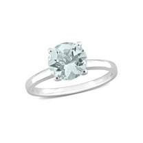 Gem & Harmony 1.65 Carat (Ctw) Aquamarine Solitaire Ring in 10K White Gold for Women